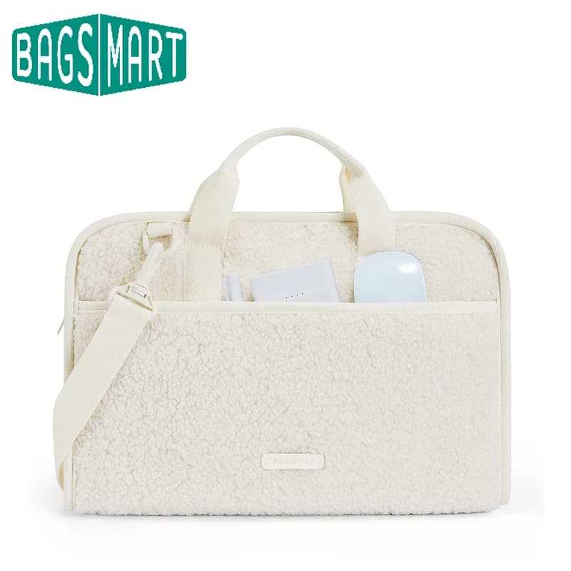 BAGSMART Custodia protettiva leggera per laptop da 15-16 pollici in pelle di pecora con tracolla Comoda custodia per computer