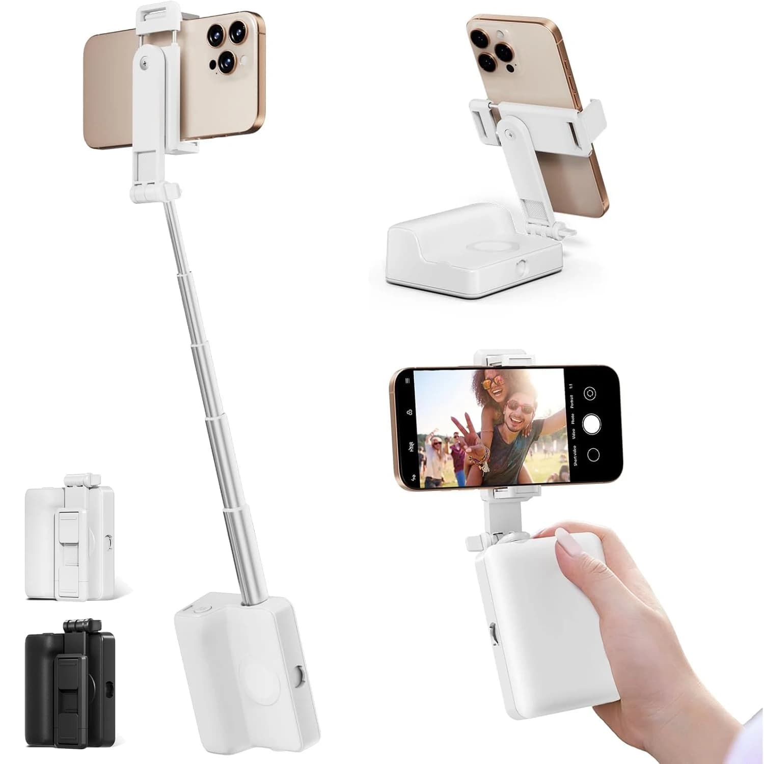 Selfie Stick for folding phone, 360 ° Swivel phone support, wireless connection and shooting with one click for Vlog/live streaming