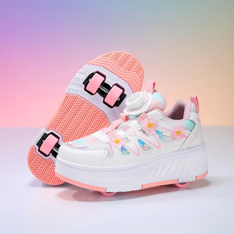 Scarpe da Pattinaggio a Rotelle 2026 Ultra-Leggere per Bambine, Sneakers con Quattro Ruote per Sport, Camminata e Corsa all'Aperto, Regalo per Bambini