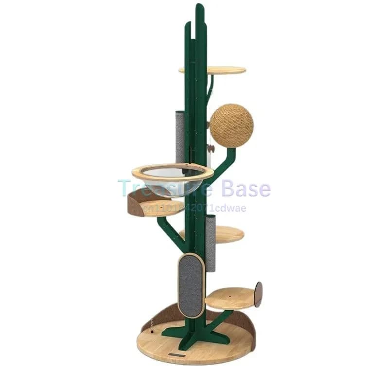 Struttura da arrampicata per gatti con cactus nordico, grande lettiera per gatti in legno massello di ferro battuto per uso domestico, integrazione dell'albero per gatti non occupa di un'area