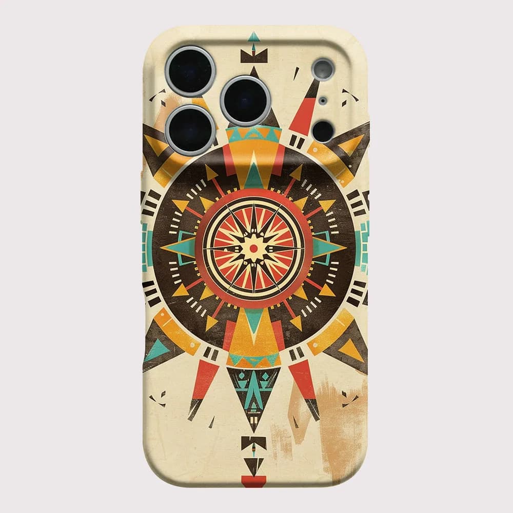 Custodia Protettiva Rigida in PC con Motivo Geometrico Tribale per iPhone 17 16 15 14 13 12 11 Pro Max Air 16e 7 8 Plus XS Max X XR