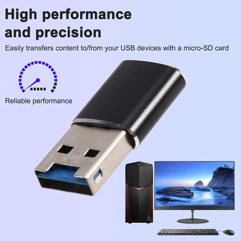 Adattatore per lettore di schede di memoria Mini USB 3.0 in alluminio Supernew per adattatore per lettore di schede Micro-SD/TF per PC, computer portatile