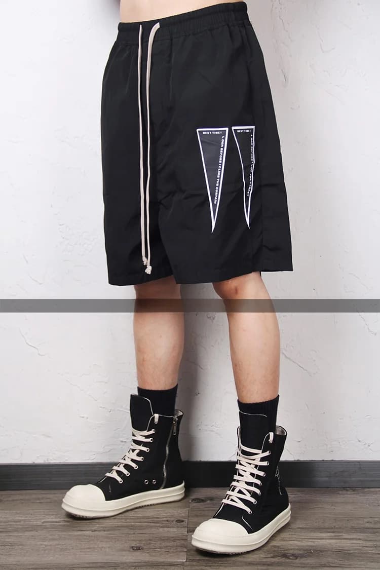 Essence RO Dark Flag Label Loose Five-Quarter Men's Sport Shorts Hip Hop Trendy High Street Style Casual Pants