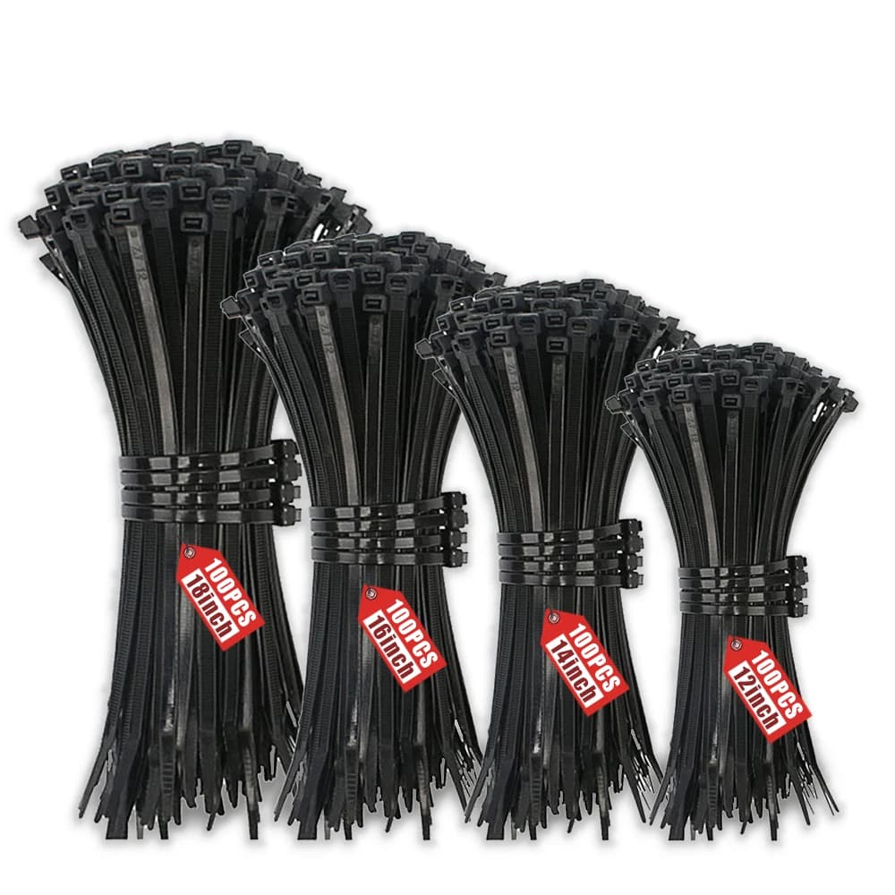 100pcs Self-Locking Nylon Ties Black Binding Tape Multi-Purpose Type Cold Resistant Ties Strong Binding