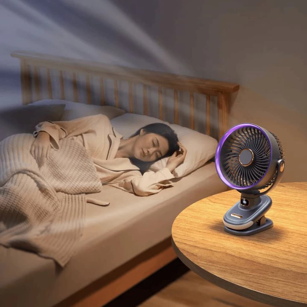 Mini ventilatore portatile con clip a mano Ventilatore elettrico da tavolo silenzioso USB Cinque livelli di silenziamento del vento liberamente regolabile Ventilatore Air Coole