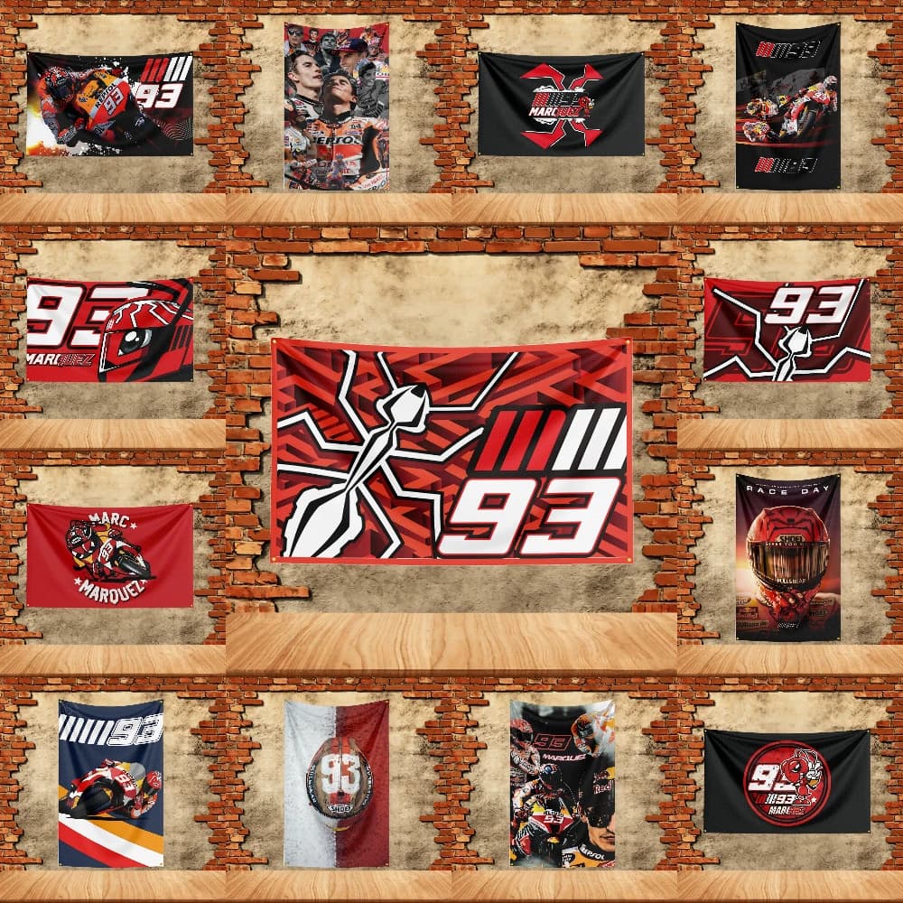 Motorcycle Flag for Marquezs Motorcycle Fans Banner Custom any Image Garage Bedroom Living Room Dorm Wall Hanging Tapestry