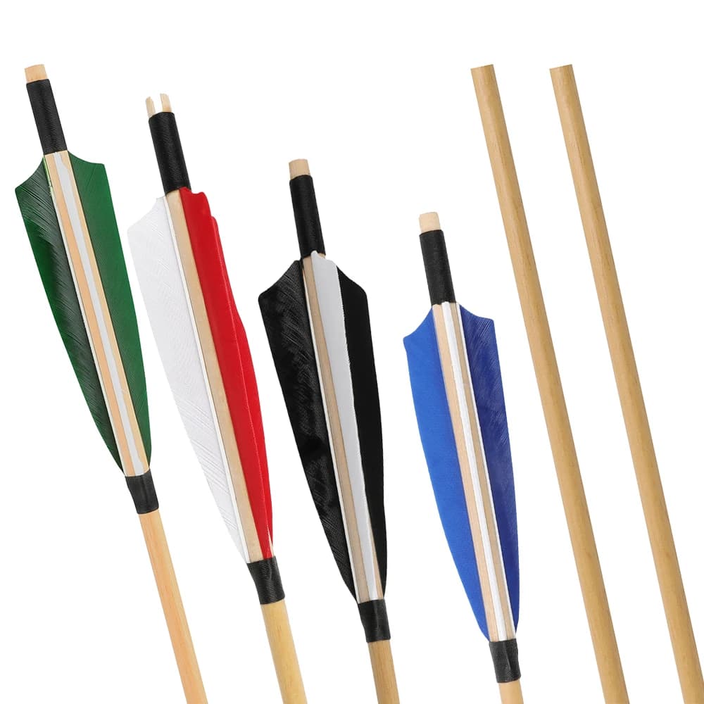 6/12 pz 80 cm Freccia di Legno OD 8mm Freccia Albero 5 Pollici Piuma di Tacchino Recurvo Arco Longbow Tradizionale Tiro con l'arco Tiro Al Bersaglio da caccia