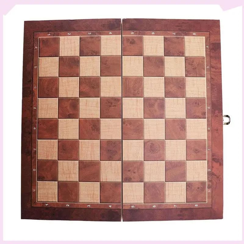 B24B 2X 3 in 1 Set di scacchi internazionale in legno Giochi da viaggio Scacchi Backgammon Drafts Intrattenimento