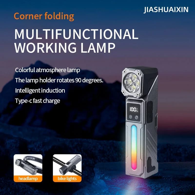 JIASHUAIXIN multifunction torch colored light atmosphere magnetic torch working light for bicycle