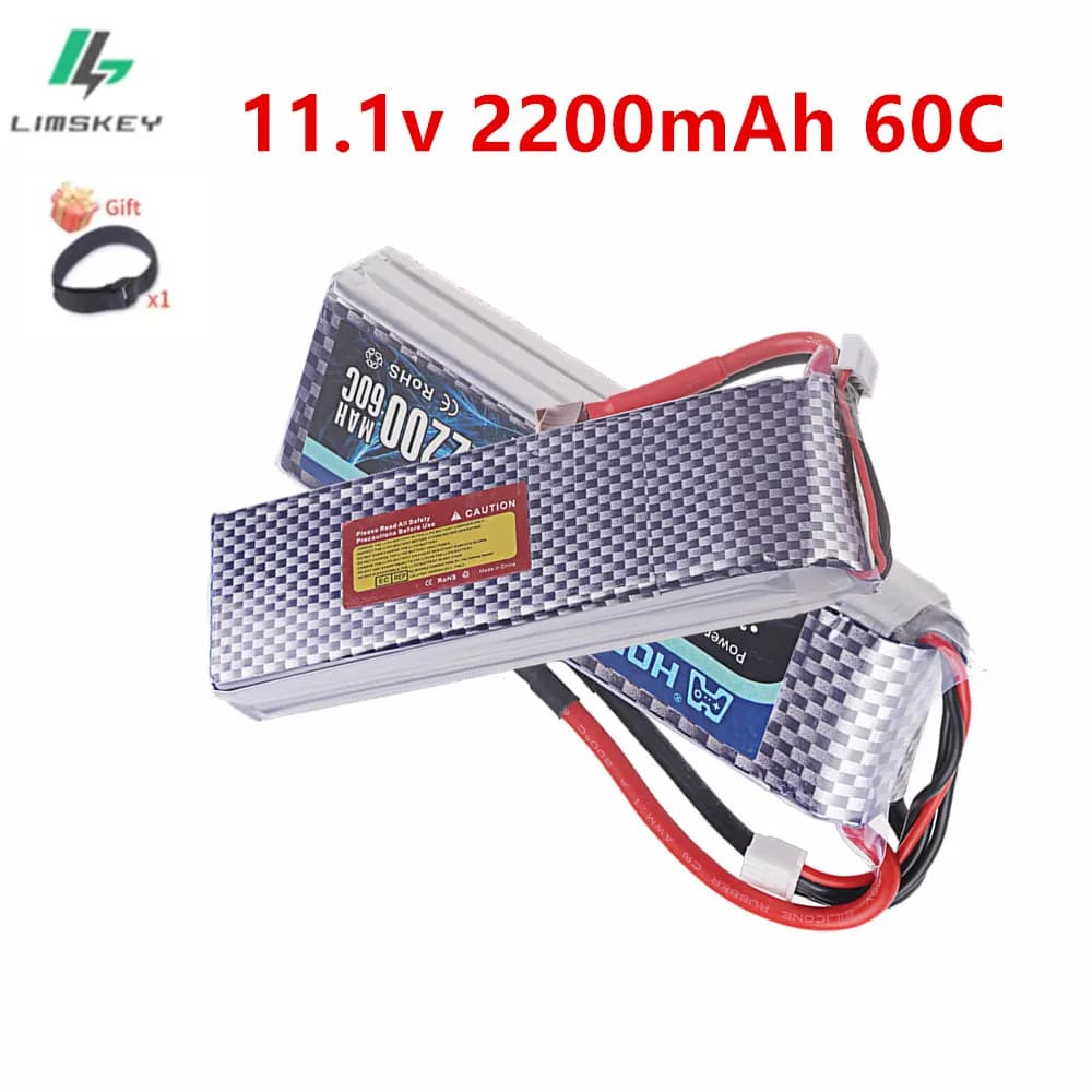 Batteria Lipo 3s da 11,1 V 2200 mAh 60C Batteria RC da 11,1 V con connettore a T Spina XT60 per droni aerei Barche elicotteri RC
