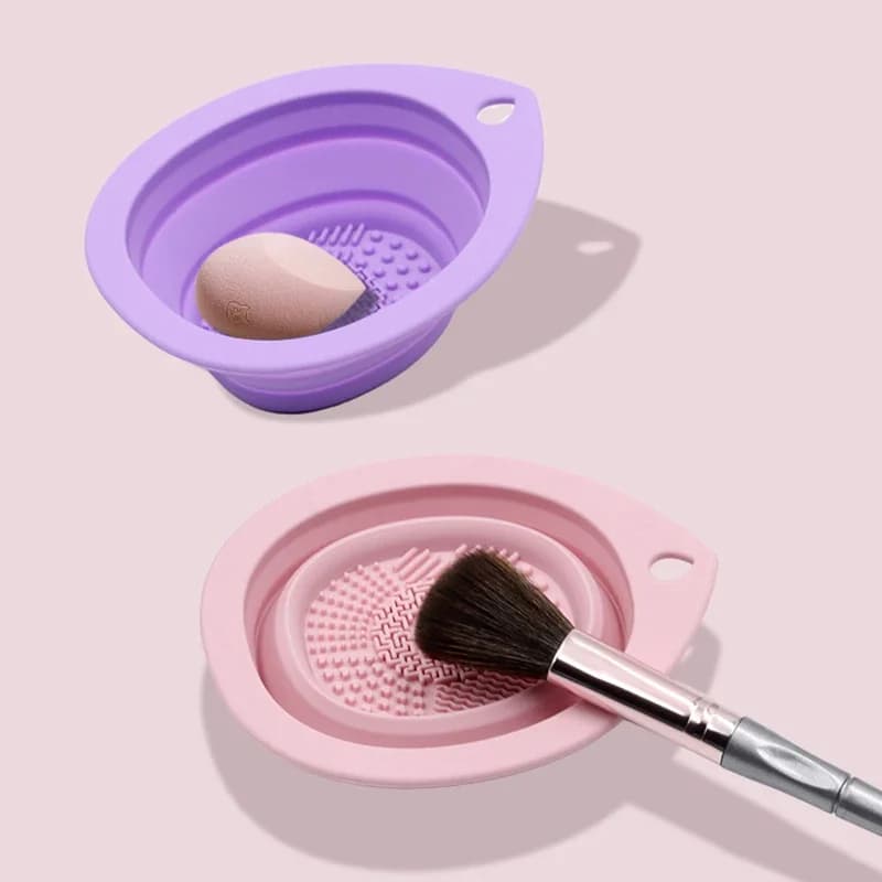 Makeup Brush Cleaning Cleaner Folding Powder Puff Mat Beauty Tools Washing Soft Scrubber Box Bowl Silicone Eyeshadow Brushes