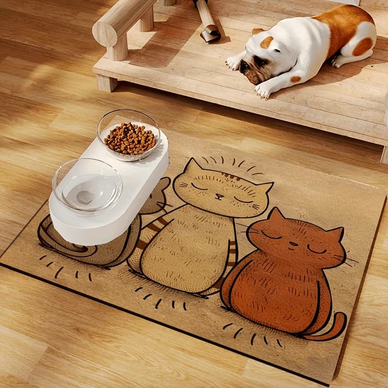 VIKAMA Cartoon Diatomea Terra Tappetini per animali domestici Antimacchia Antiscivolo Assorbente Tappetini per cani e gatti Tappetino da pranzo Decorazione della casa