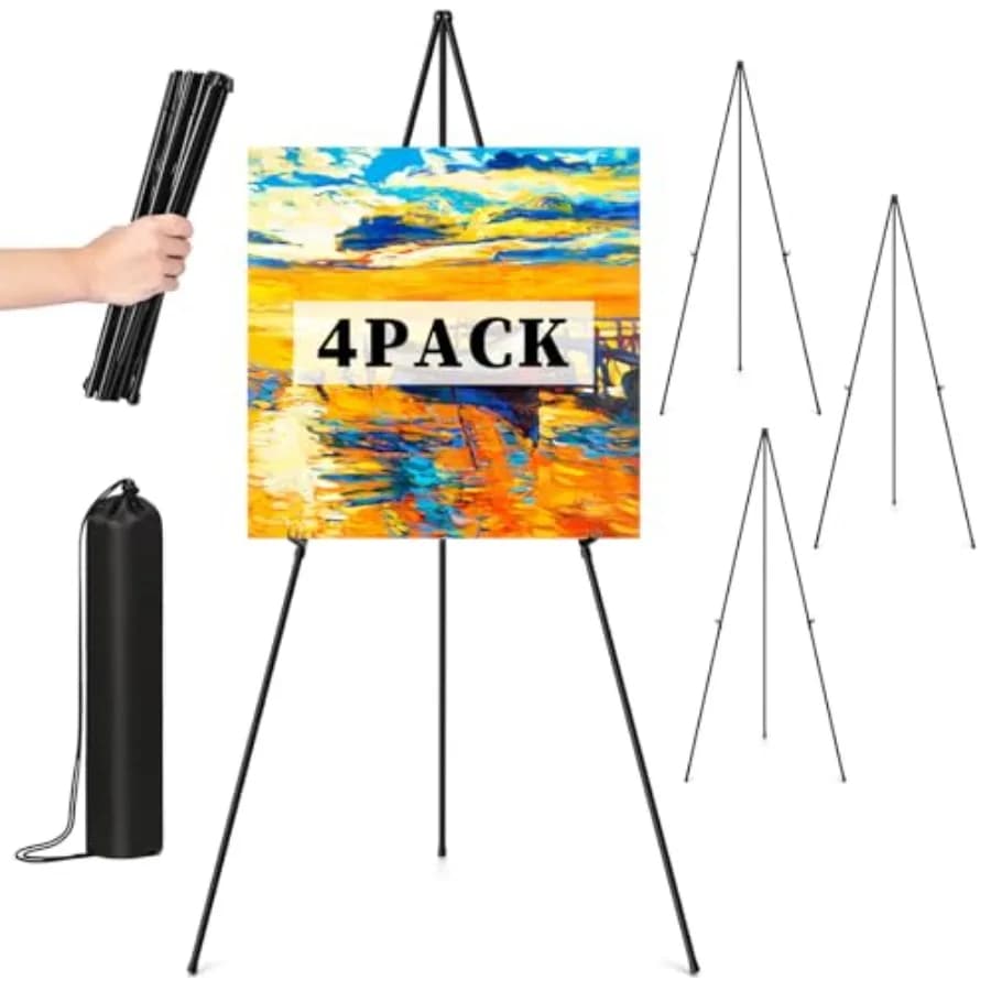 Easel Stand for Sign, 63" Portable Easels Stand for Display, Lightweight Adjustable Tripod Art Easel Stand for Wedding Sign, Bl