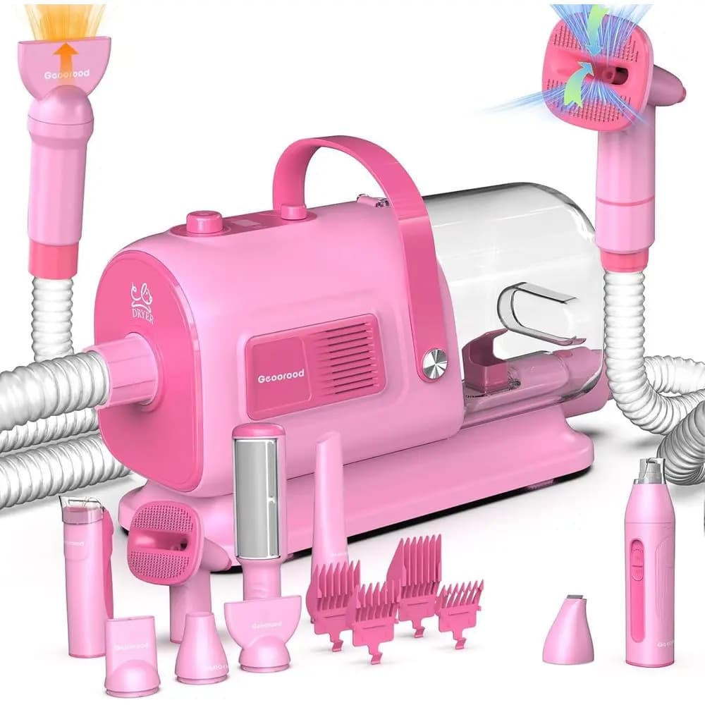 Vacuum Cleaner and Dryer Kit for Toying Dogs, Blower or Suction cup for Domestic Animals 7 in 1 with Towel or Brush for Removing Cans