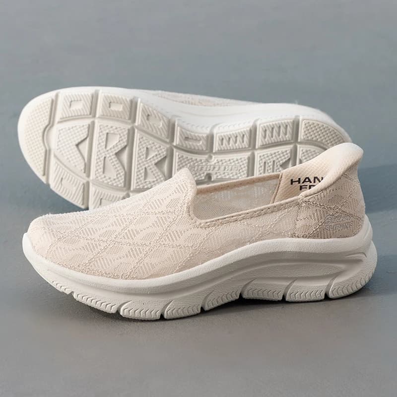 Scarpe sportive da donna Skechers Modern D'Lux Slip-On Mesh Scarpe casual traspiranti 159287-Nat