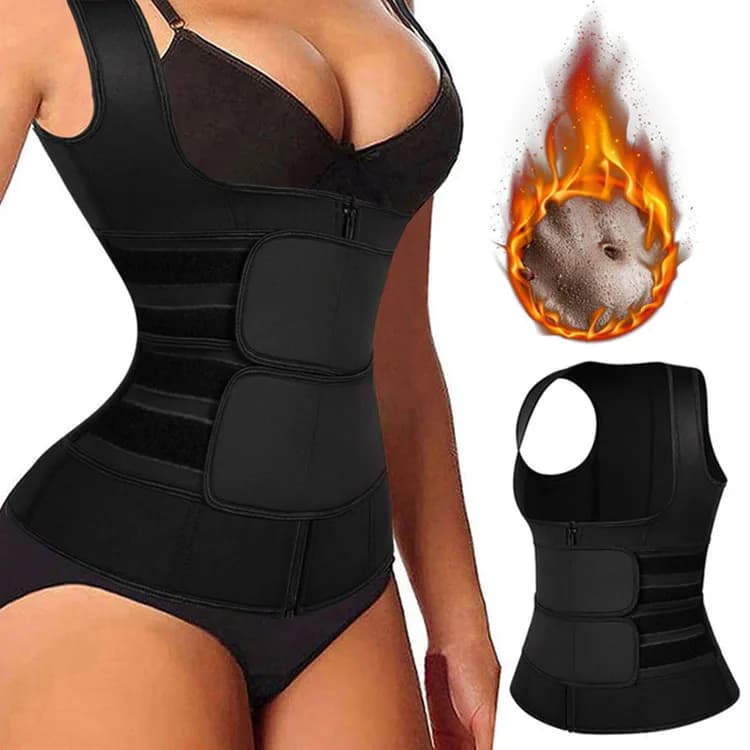 Women Neoprene Sauna Top for Weight Loss Zipper Waist Trainer Body Shaper Sweat Belt Workout Slimming Corset Belt