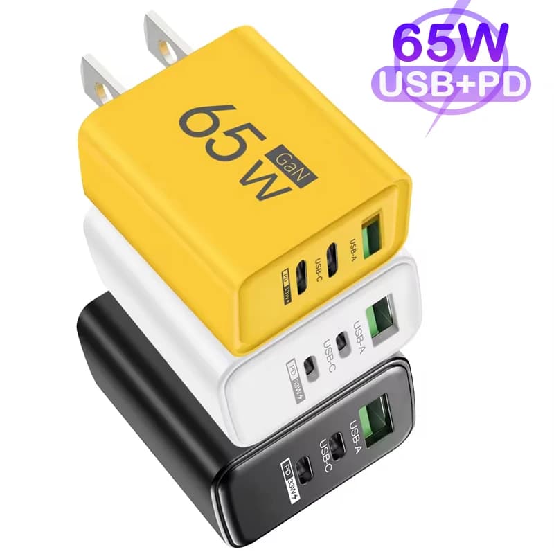 Caricatore USB-C a ricarica rapida da 65 W Caricatore PD Quick Charge 3.0 da parete per adattatore telefonico per iPhone 15 Xiaomi POCO Samsung Oneplus