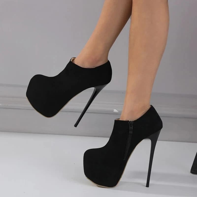 Aneikeh Primavera Moda Punta Rotonda Stivaletti Piattaforma Donna Zip Extreme Club Style Tacchi Ultra alti Scarpe da festa Zapatos Mujer