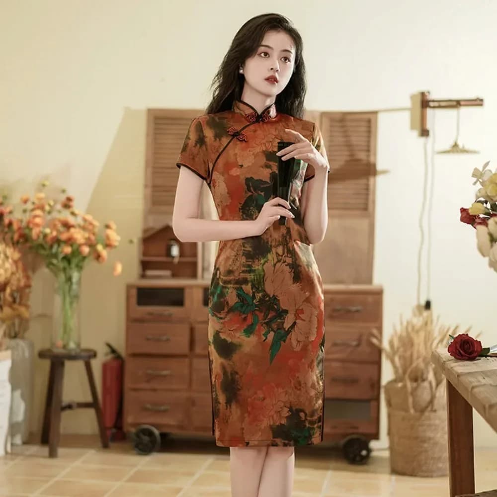 Cheongsam Qipao Abiti di moda Casual Elegante stile etnico Abito vintage per donna Streetwear Abbigliamento donna Festa cinese