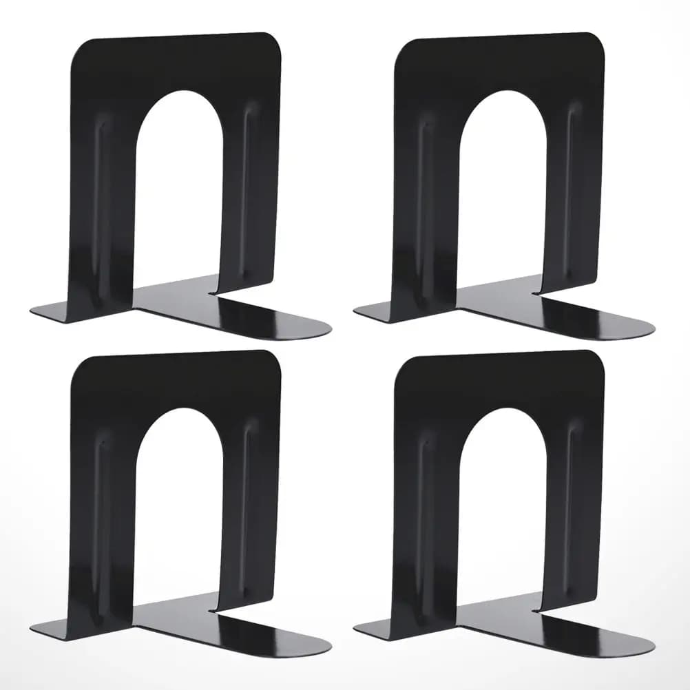 2 Paia di Fermalibri in Metallo Premium, Supporti Robusti e Stabili per Libri Grandi e Pesanti, Organizzatori per Tavolo e Scaffali, Fermalibri Anti-Graffio