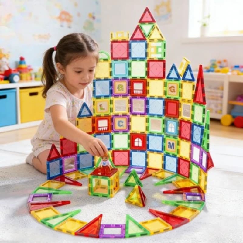 Piastrelle Magnetiche Trasparenti e Luminose | Blocchi Magnetici Puzzle per l'Intelligenza | Giocattolo Educativo STEM per Bambini, Finestra 3D Colorata da Assemblare