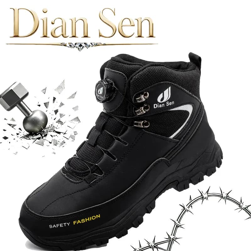 Men's Safety Shoes Steel Toe Work Shoes Indestructible Shoes Anti-smash Protective Shoes Waterproof Slip Resistant Hiking Boots