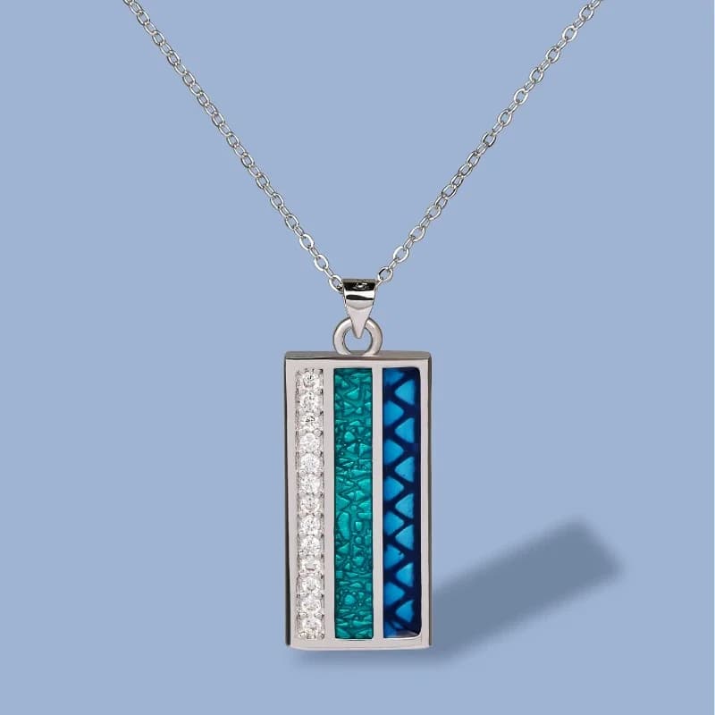 New Necklace for Women's Zircone Geometric Three File Silver 925 Colorful enamel Necklace with chic pendant Elegant handmade jewelry