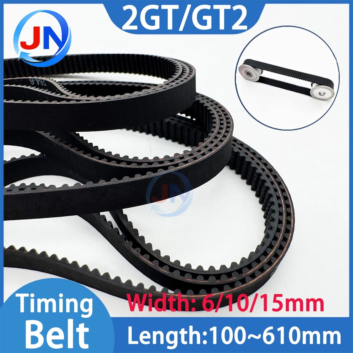 2GT Closed Loop Rubber Timing Belt 100 180 294 350 600 610mm Width 6 10 15mm 3D Printer Parts G2M Synchronous Belt GT2 Toothed