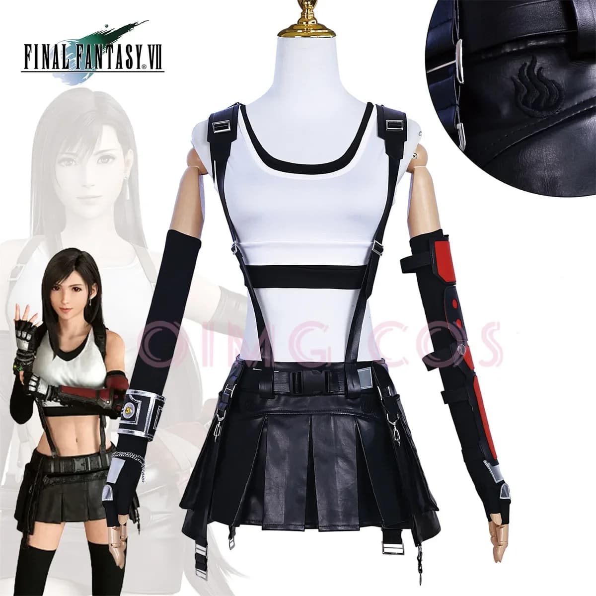 Tifa Lockhart Cosplay Costume Carnival Uniform Wig Anime Halloween Role playing holiday Costumes gatherings Women Game