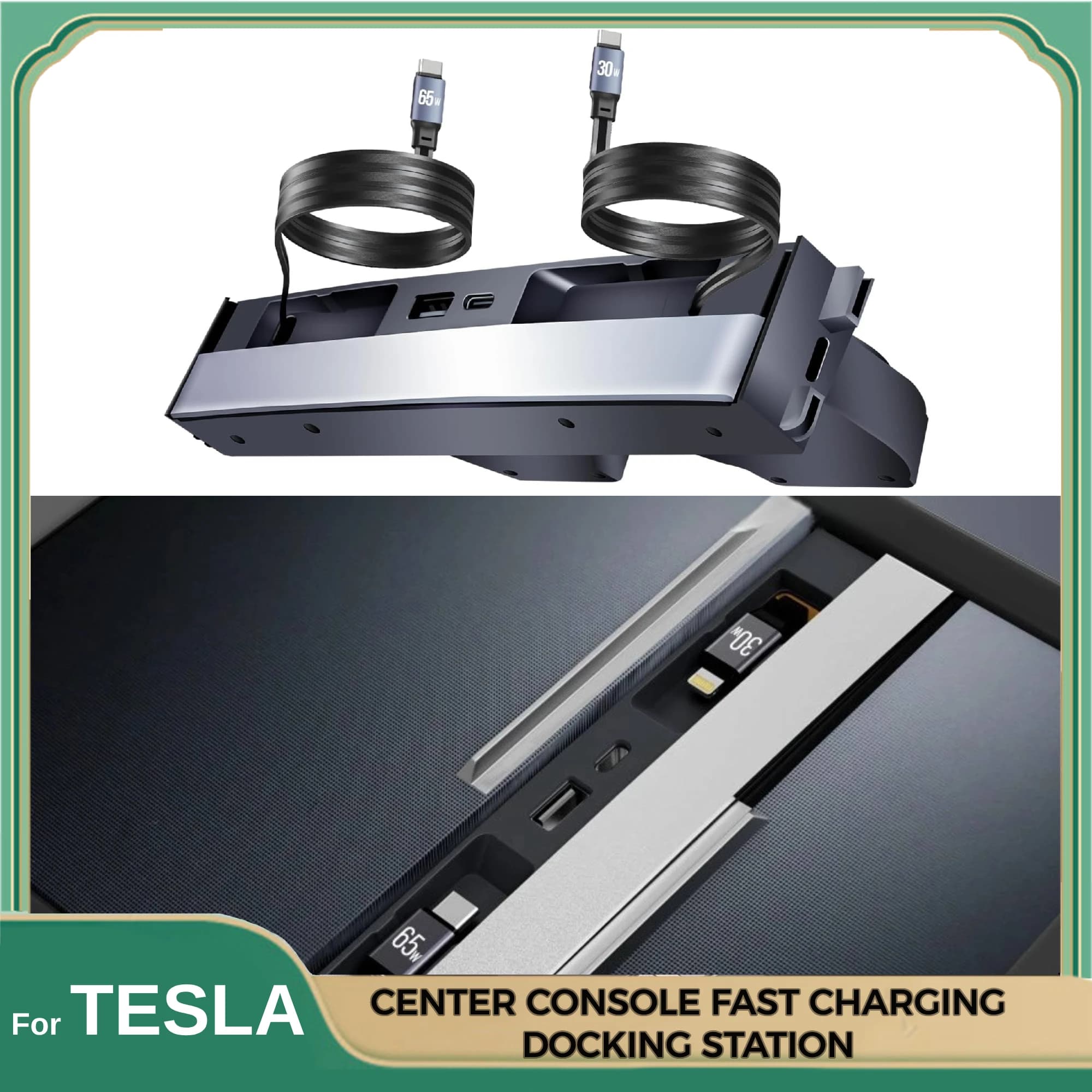 Per la stazione di aggancio Tesla con corda telescopica per Tesla Model 3 Y Hub di ginepro Highland supporta lo splitter di controllo centrale del laptop