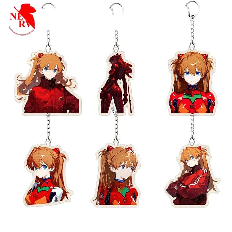 Portachiavi in acrilico Evangelion Asuka da 5 cm, simpatico cartone animato, accessorio anime, bellissimo ciondolo decorativo per zaino, regalo di compleanno per amici