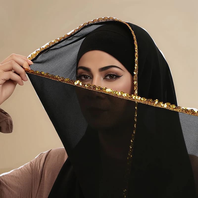 Luxury Hijab Scarf in Cotton Modal Jersey with Women's Strass, Elastic Scarf, Muslim Copricapo, Fashion Scarf for Ramadan
