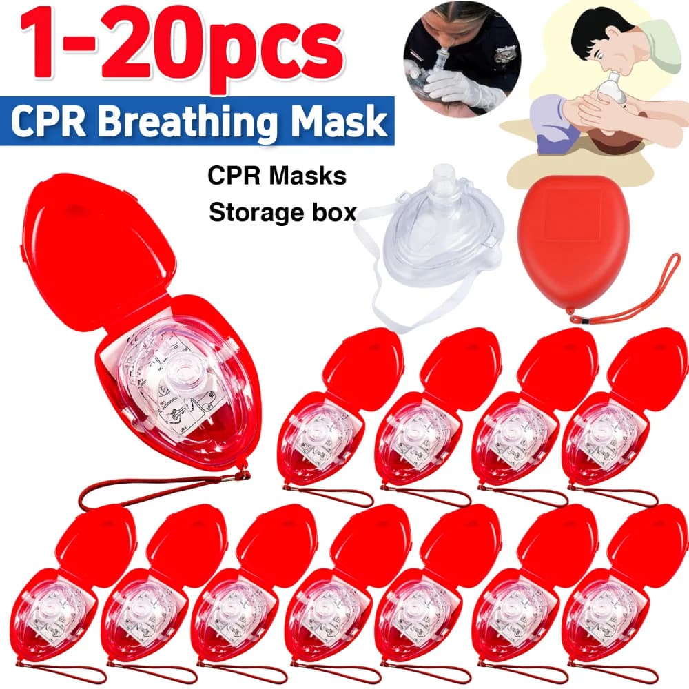 20PCS Professional First Aid CPR Breathing Mask Reusable Respiration Training Mask Protective Artificial Respiration Mouth Masks
