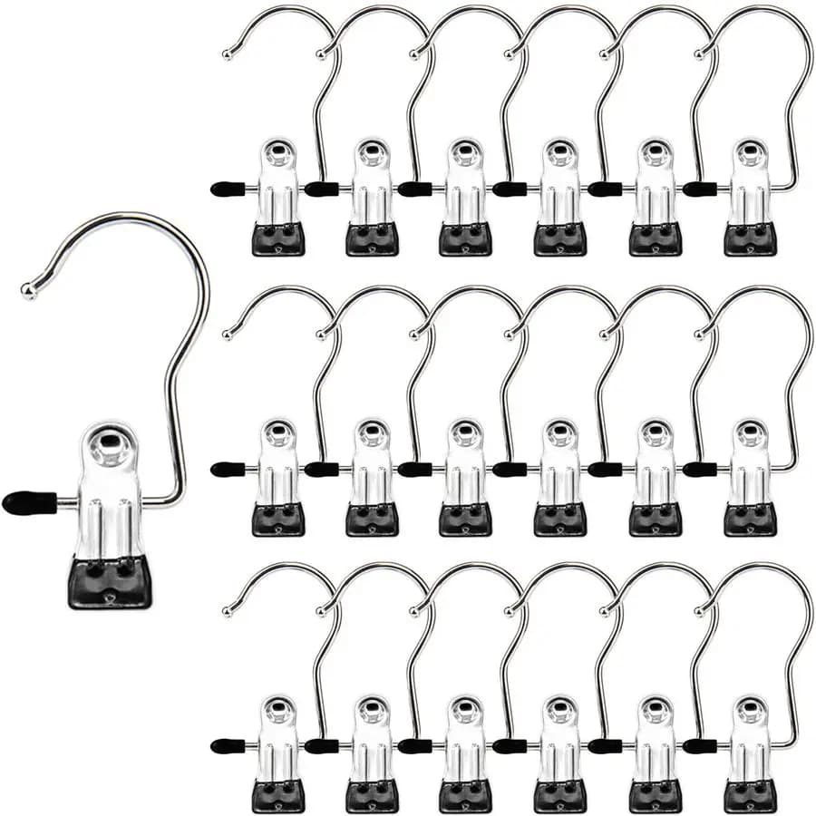 Clips for Clothes rack, Pack of 100 Black Hooks for Laundry, Clips for Clothes Hanger, Cabinet Organizers, Socks and Towels