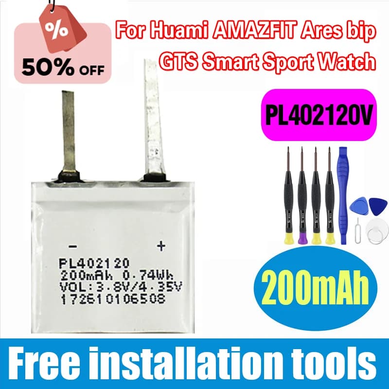 New PL402120V 200mAh battery for Huami AMAZFIT Ares Bip GTS Smart Sport Watch Replacement Battery