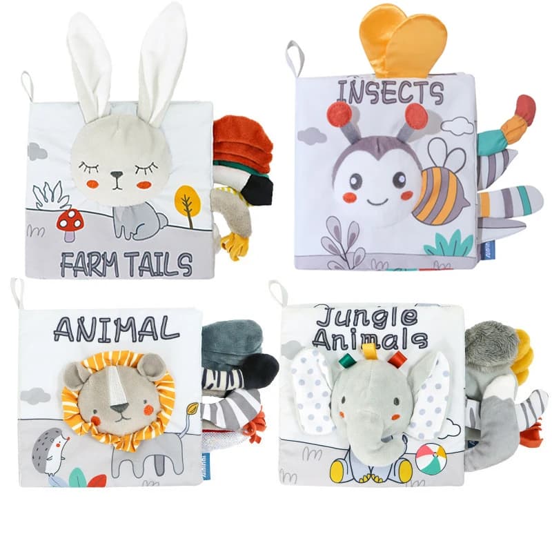 Libri morbidi per bambini 3D Touch Feel Libro di stoffa ad alto contrasto Apprendimento precoce Montessori Passeggino sensoriale Giocattoli per regali per neonati