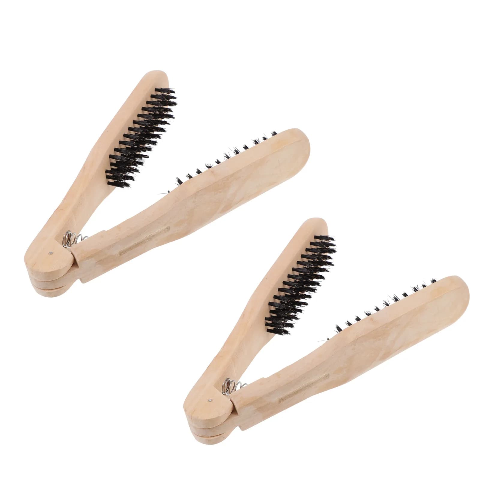 Set of 2 Width Brushes for Hair with Handle in Wood, Antistatic V comb, Quick and smooth hairstyle tool, for Professional and Home Use