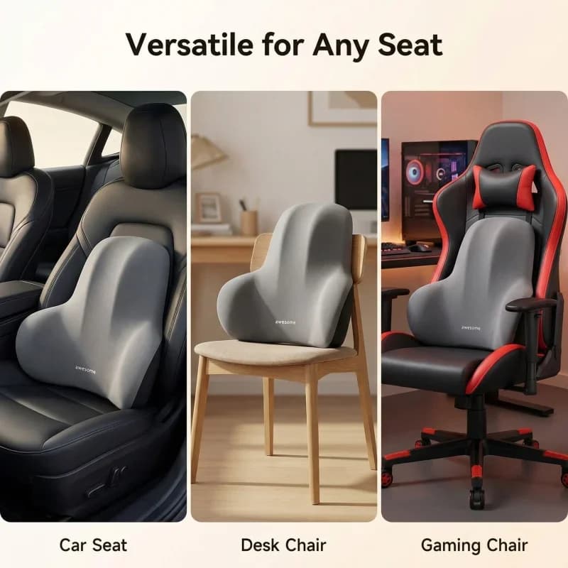 Cuscino di supporto lombare in memory foam traspirante, cuscino per il collo da auto, poggiatesta per sedile auto, casa e ufficio