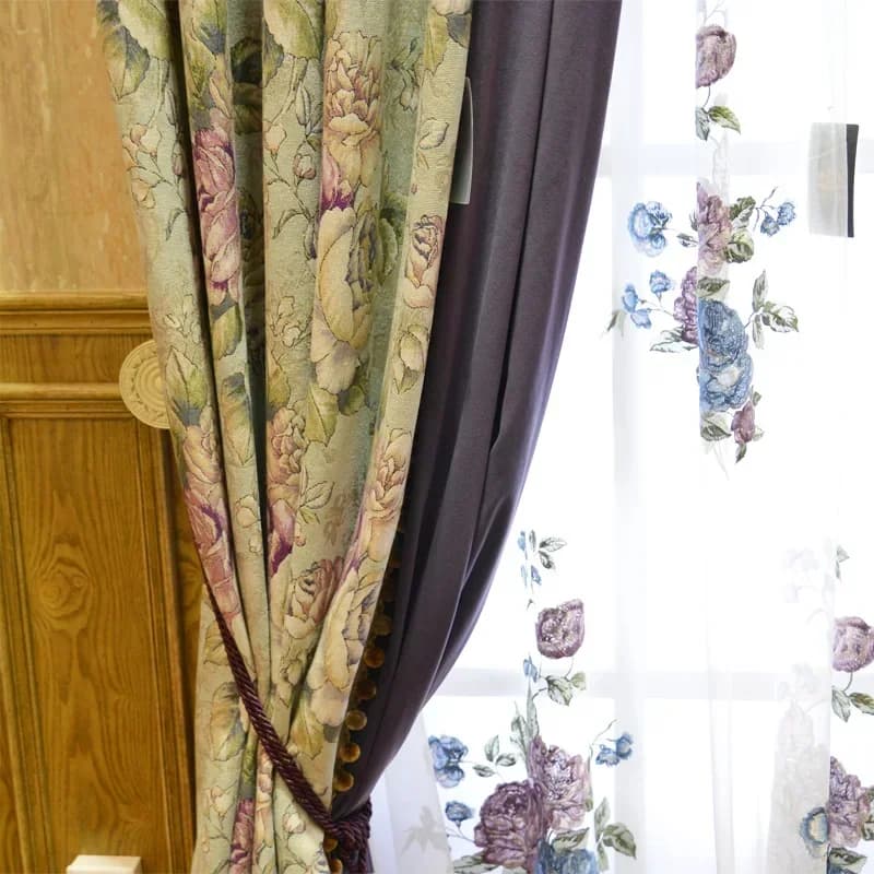 High Grade American Jacquard Thickened Chenille Panel Blackout Curtains For Living Room Bedroom French Window Customized Valance