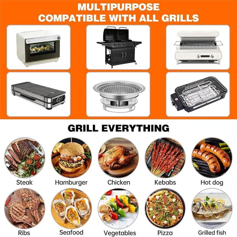ABUN Non-Stick BBQ Grill Mats 5 Pack Reusable Baking Paper for Charcoal Electric Grills Griddle Heat Resistant Easy Clean