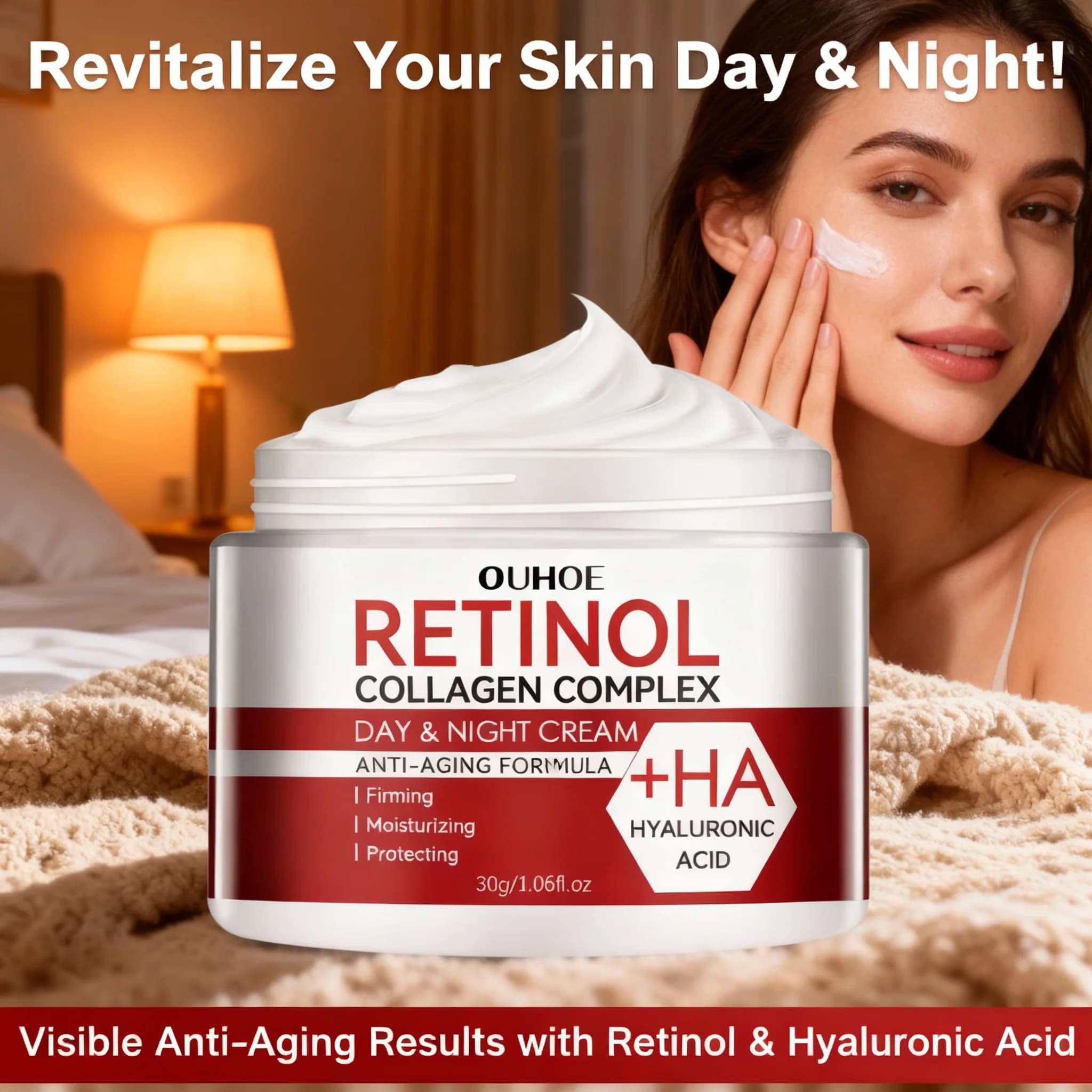 Moisturizing face cream to the retinol, firming and nourishing, for daily facial care, suitable for all skin types