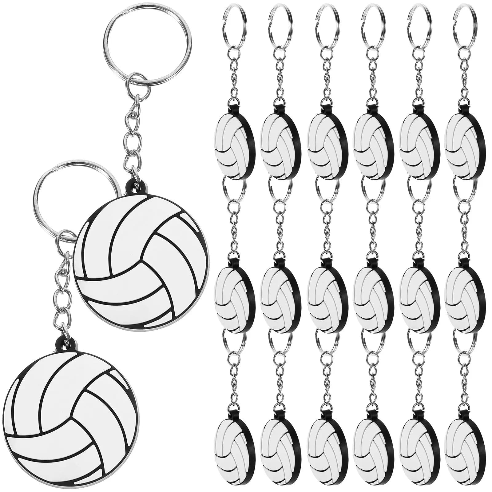 20Pcs PVC Volleyball Keychains Sturdy Volleyball Key Ring Bag Accessories Sports Party Favors Ball Key Holders