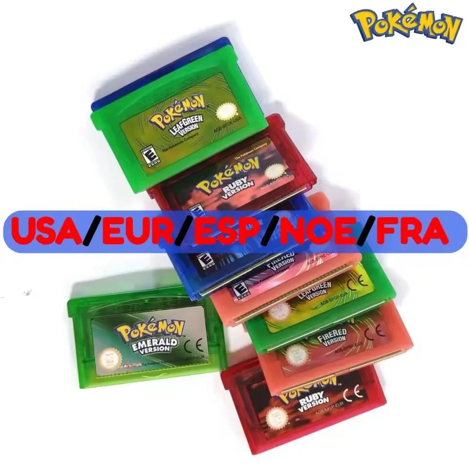 Cartuccia di gioco GBA per console di videogiochi a 32 bit, scheda di gioco Pokemon Emerald/FireRed/LeafGreen/Sapphire per versioni USA EUR ESP NOE FRA