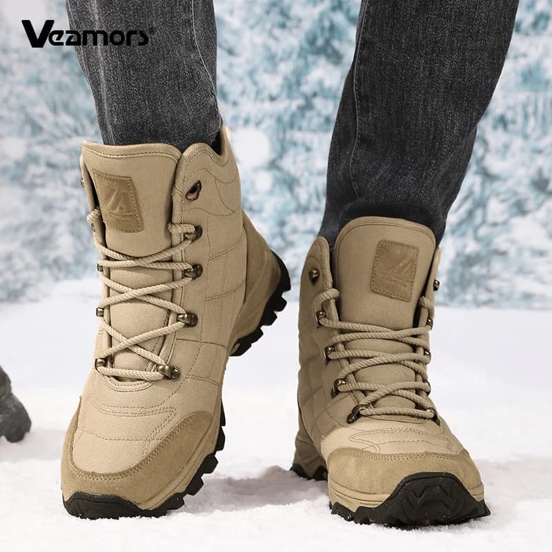 Men Winter Snow Boots Plush Ankle Boots Warm Winter Cotton Shoes Male Anti-slip Outdoor Hiking Sneakers Big Size 39-47