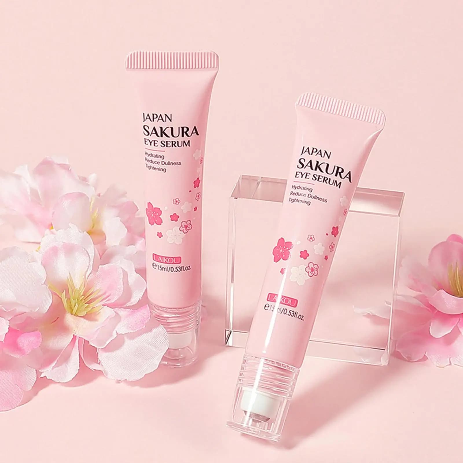 Sakura Eye Massage Serum with Roller Ball Eye Cream Niacinamide Vitamin C Hyaluronic Serum Quick Drying Refreshing Eyes