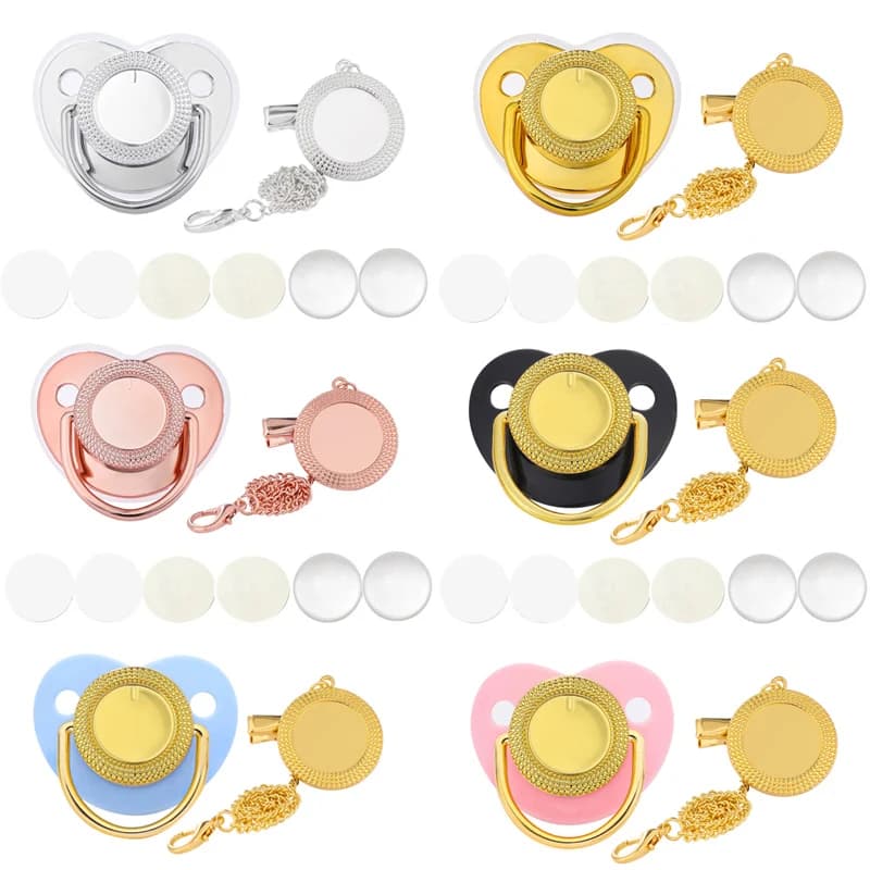 Only Blank Toddler Pacifier Set Baby Shower Gift Newborn Pacifier Clip Lid Sublimation Dummy Baby Teether Infant Nipple New Born
