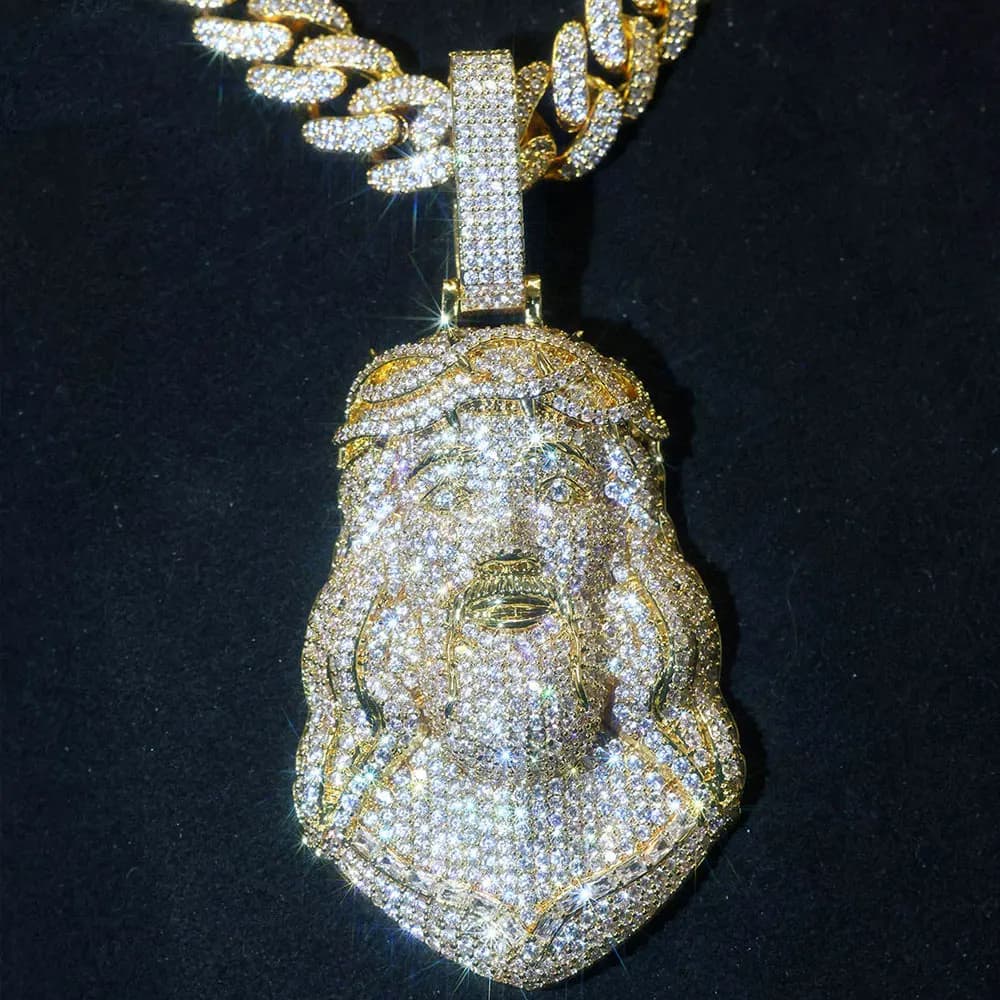 Collana con ciondolo Hip Hop Jesus, fibbia a forma di aquila da uomo, decorazione street con zirconi completamente tempestati, gioielli alla moda, rapper urbano