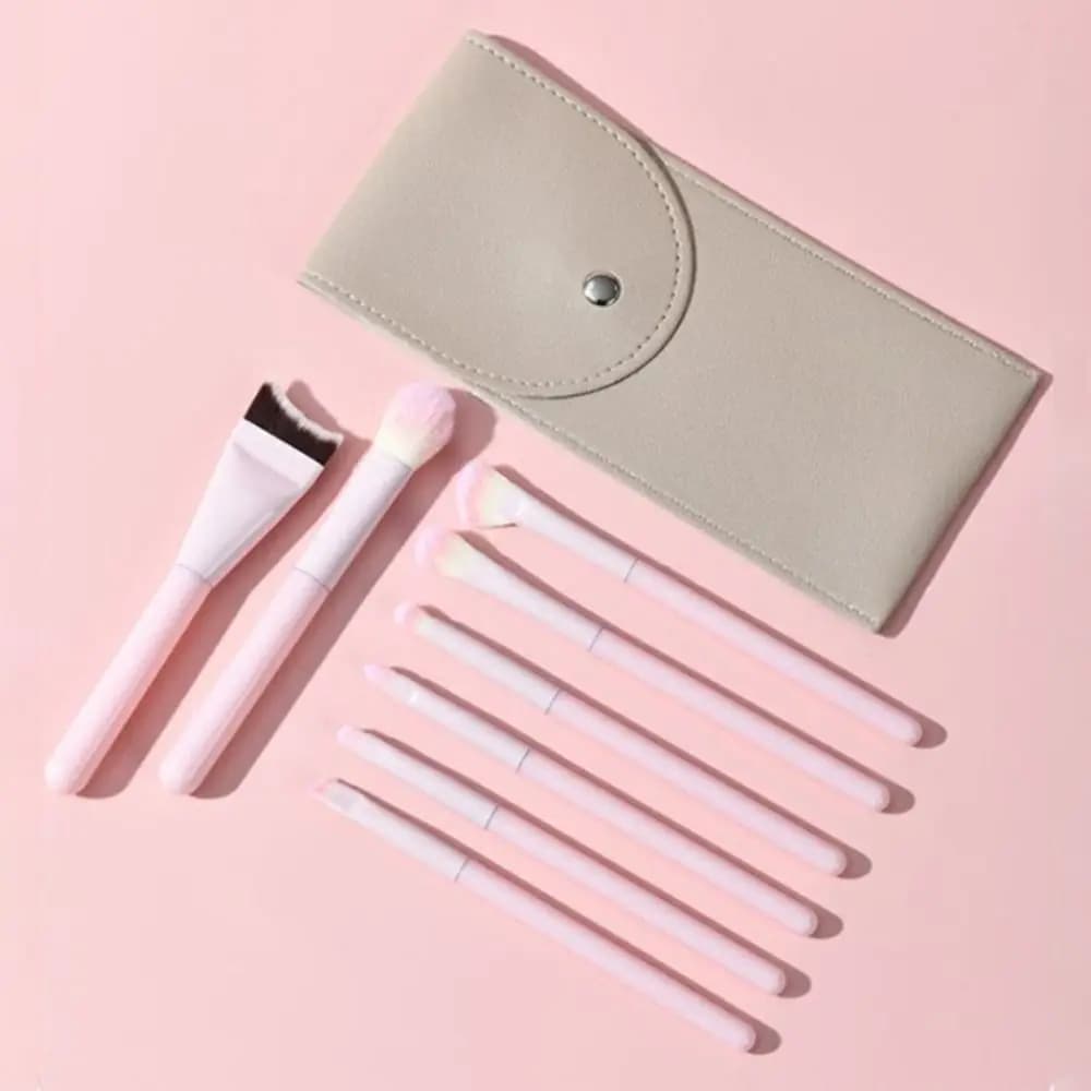 Set di pennelli per trucco con setole sintetiche morbide, pennello per contornare le sopracciglia, pennello per ombretto soffice con borsa, pennello per sfumare per principianti