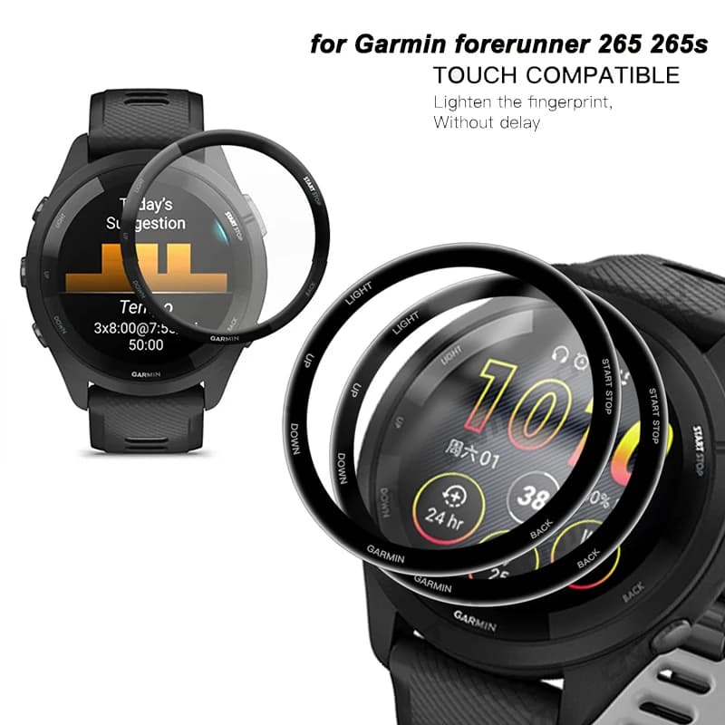 3 pezzi/5 pezzi protezione schermo 3D PMMA bordo curvo HD pellicola a copertura totale per Garmin Forerunner 265 265s