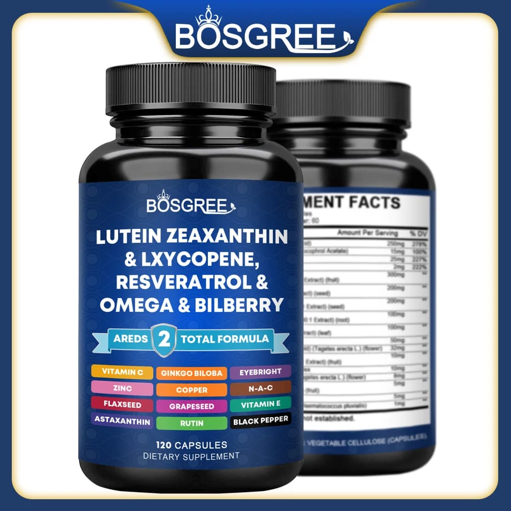 Capsule di Luteina e Zeaxantina - Proteggono dalla Luce Blu, Supportano la Salute degli Occhi e Illuminano la Vista - Integratori di Vitamine e Minerali per gli Occhi Areds 2